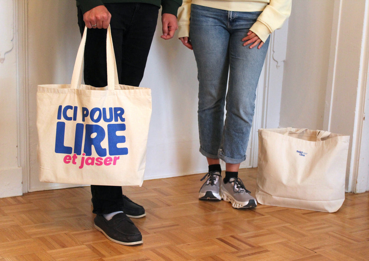 Tote bag Ici pour lire et jaser